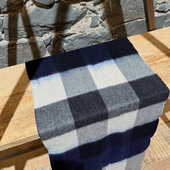 Burberry Blue Ivory Exploded Check Overdye Effect 200cm Cashmere Scarf - Picture 4 of 16